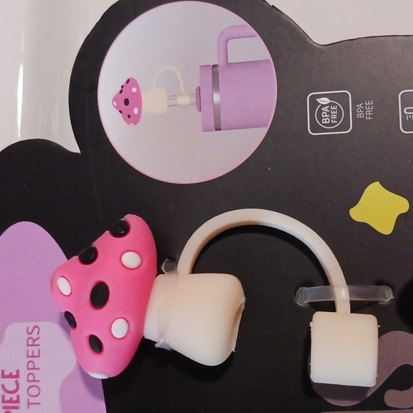 CWC  6 Piece Mushroom Straw Travel Cup Toppers 🥤🍄 - Picture 3 of 8